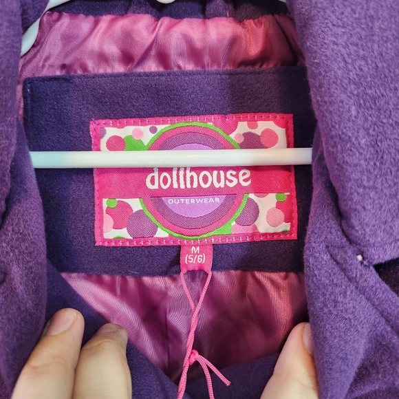 Girls Purple Coat Dressy Ruffled Button Down Collared Coat Size M 5/6 NWT - Picture 4 of 12